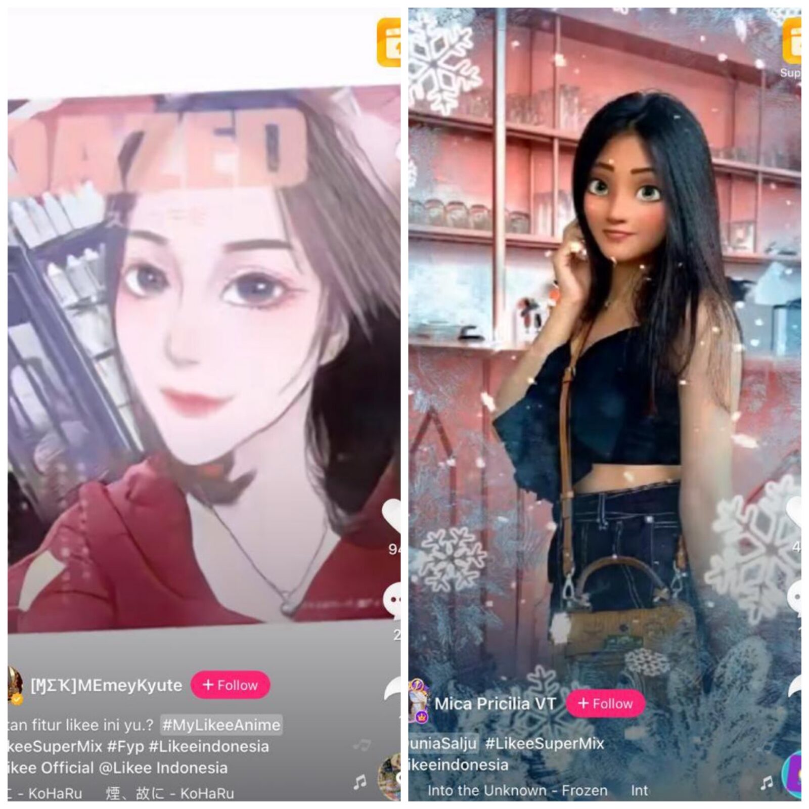 Cara mengubah wajah jadi kartun di Likee